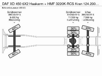 DAF XD 450 6X2 Haakarm + HMF 3220K-RCS Kran 124.200 km! picture 53