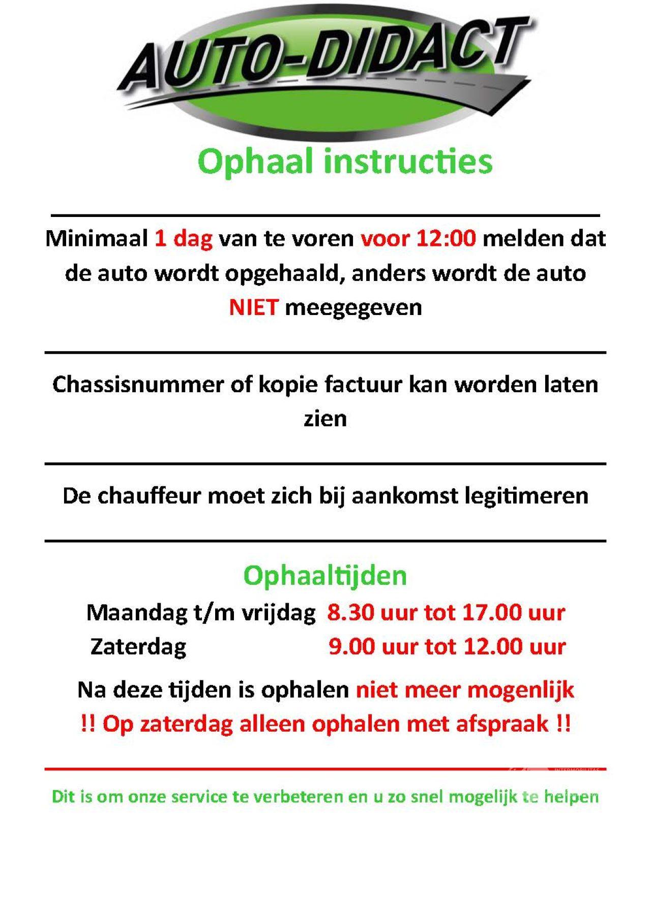 AC  PICK UP INSTRUCTIONS